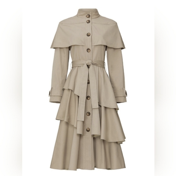 Osman Tiered Ruffle Trench Coat XS - Picture 15 of 15